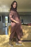 Scuba Stretch Funnel Neck Cocoon Dress Chocolate /3=